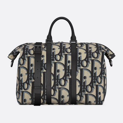 Túi Dior Weekender 40 Bag Beige And Black Maxi Oblique Jacquard