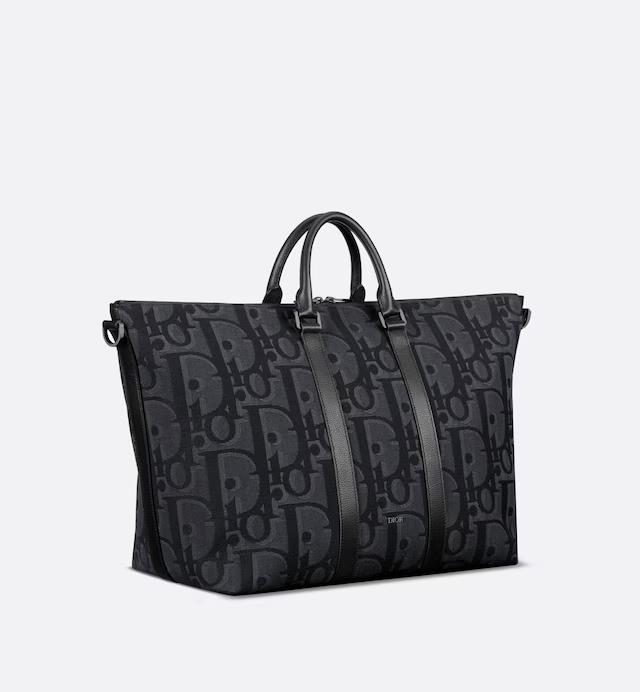 Túi Dior Weekender 40 Bag Black Maxi Oblique Jacquard