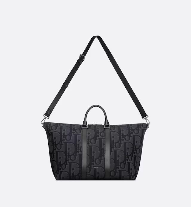 Túi Dior Weekender 40 Bag Black Maxi Oblique Jacquard