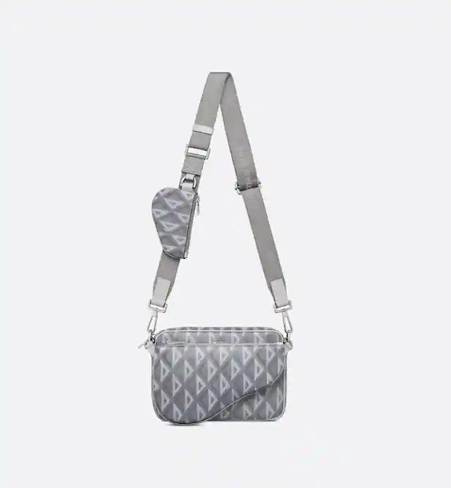 Túi Dior Saddle Triple Pouch Gray Cd Diamond Canvas