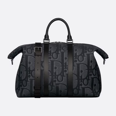 Túi Dior Weekender 40 Bag Black Maxi Oblique Jacquard