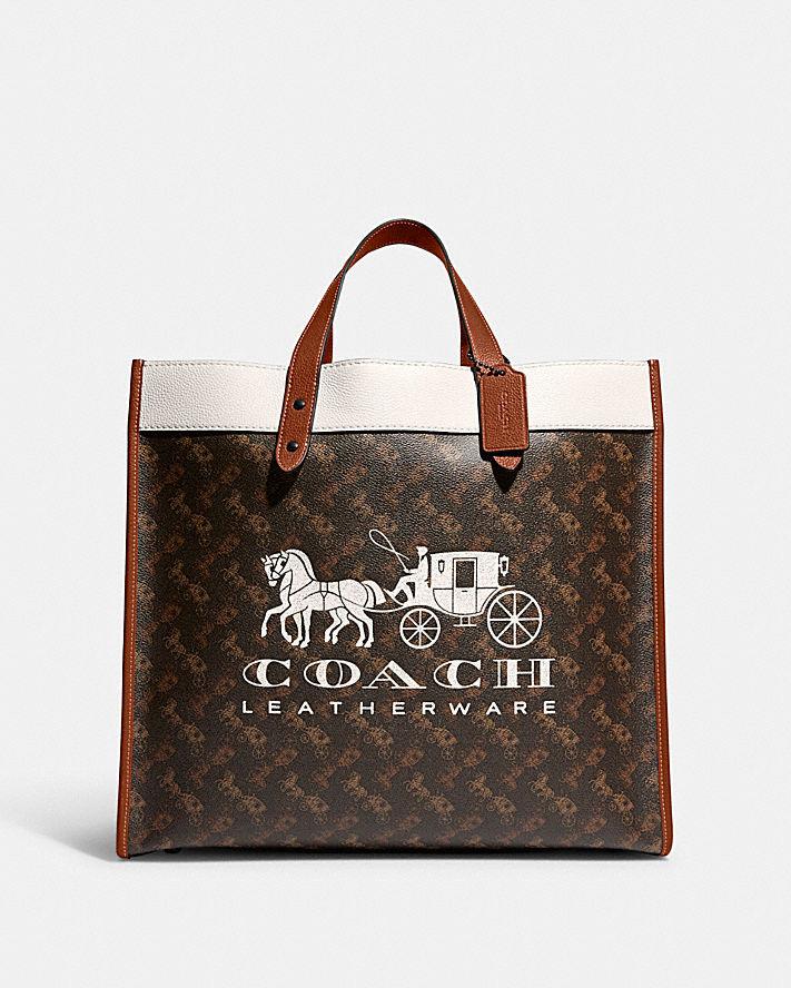 Túi Coach Field Tote 40 With Horse And Carriage Print Nam Nâu