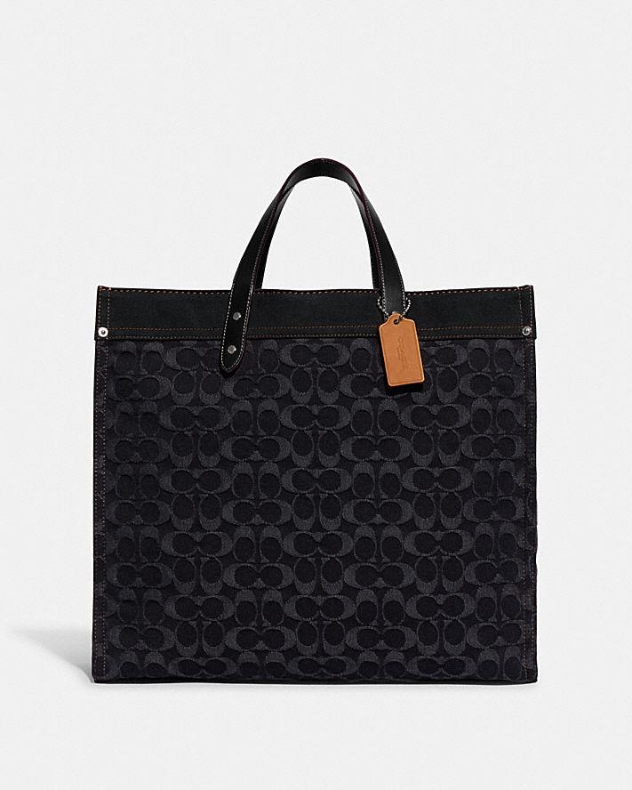 Túi Coach Field Tote 40 In Signature Denim Nam Đen