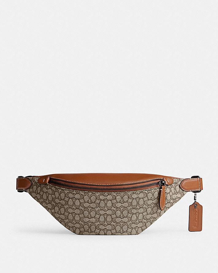 Túi Coach Charter Belt Bag 7 Micro Signature Jacquard Nam Nâu