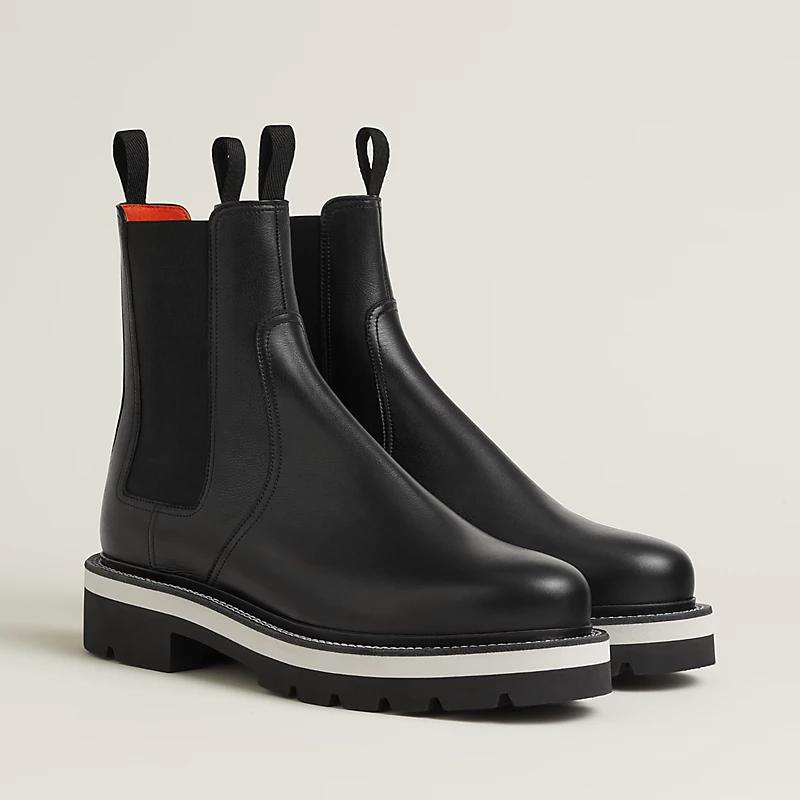 Giày Hermes Hermann Ankle Boot Nam Đen