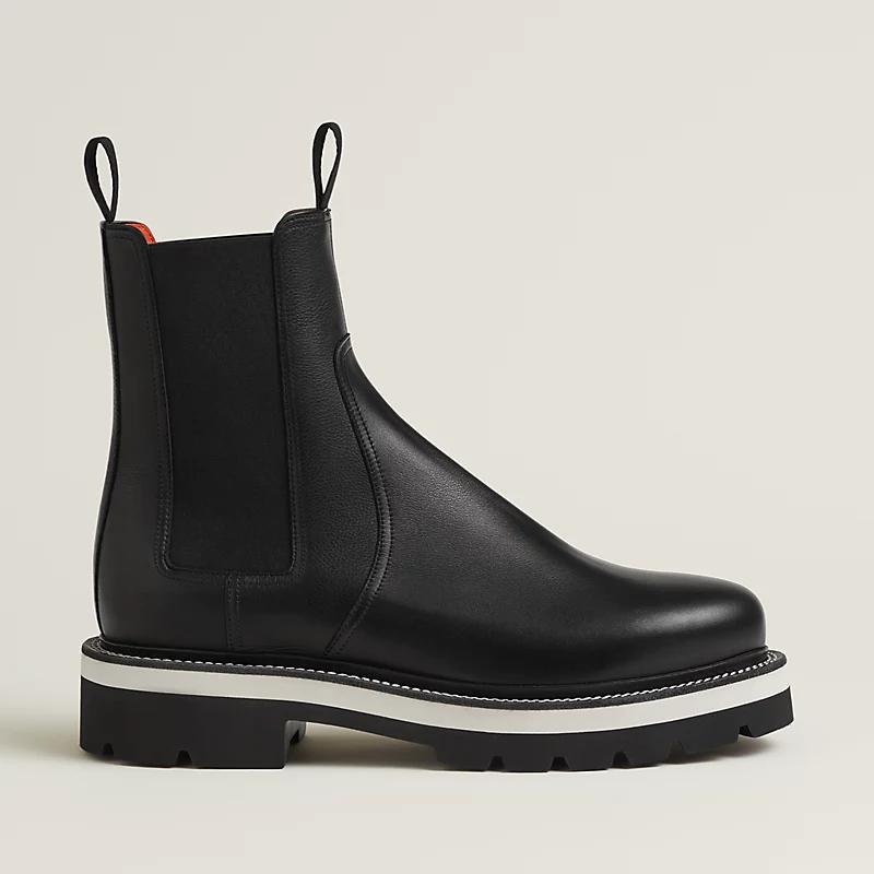 Giày Hermes Hermann Ankle Boot Nam Đen