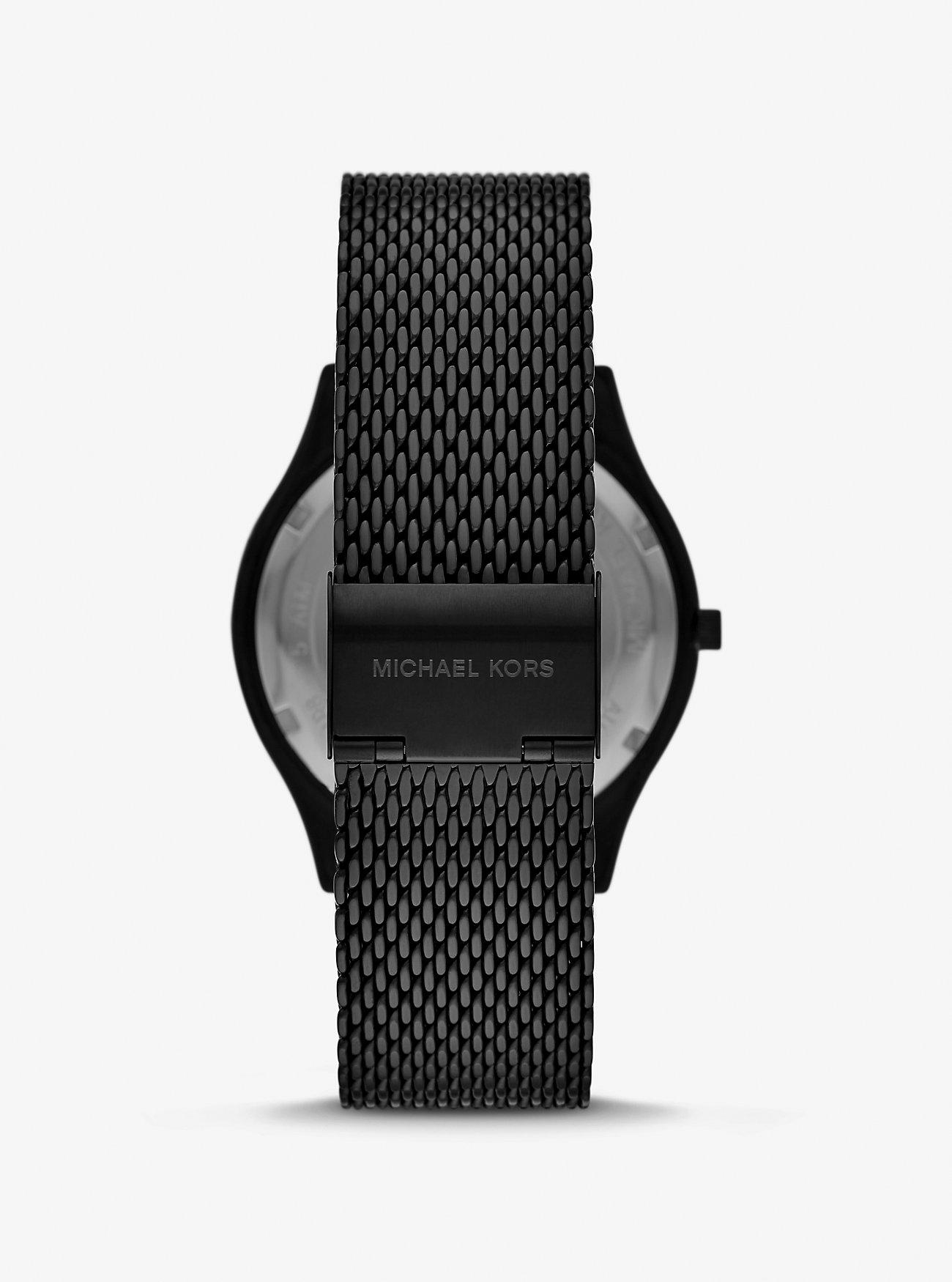 Đồng Hồ Michael Kors Oversized Slim Runway Black-Tone Watch And Card Case Gift Set Nữ Đen