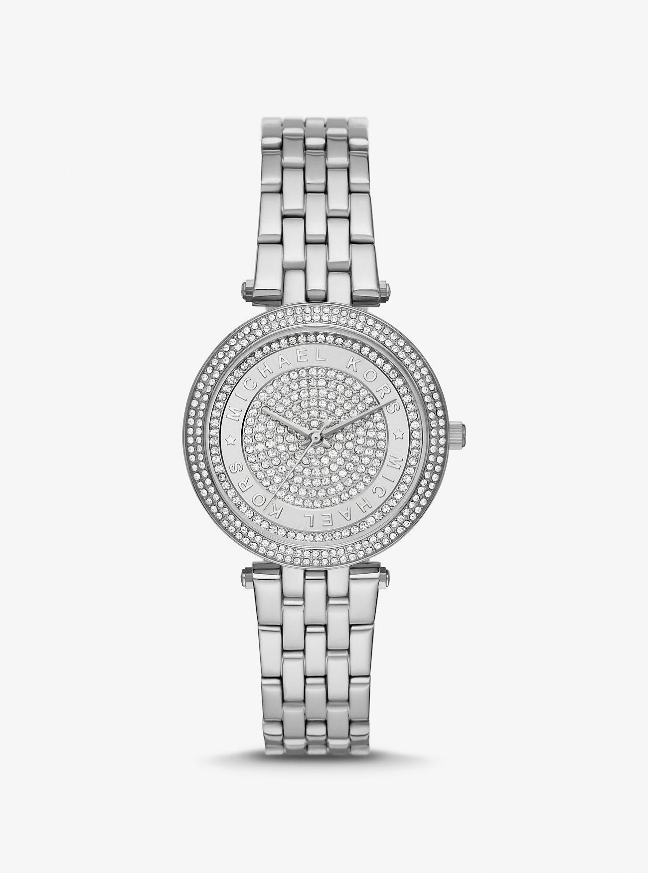 Đồng Hồ Michael Kors Mini Darci Pavé Silver-Tone Watch Nữ Bạc
