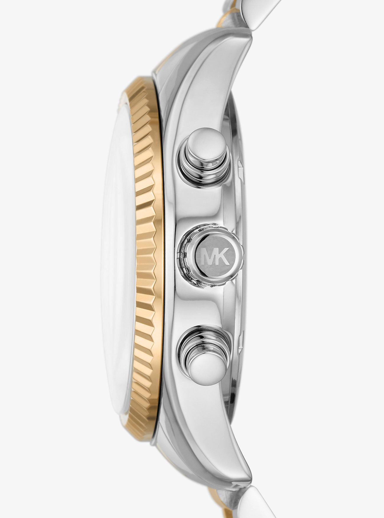 Đồng Hồ Michael Kors Lexington Two-Tone Watch Nữ Bạc Vàng