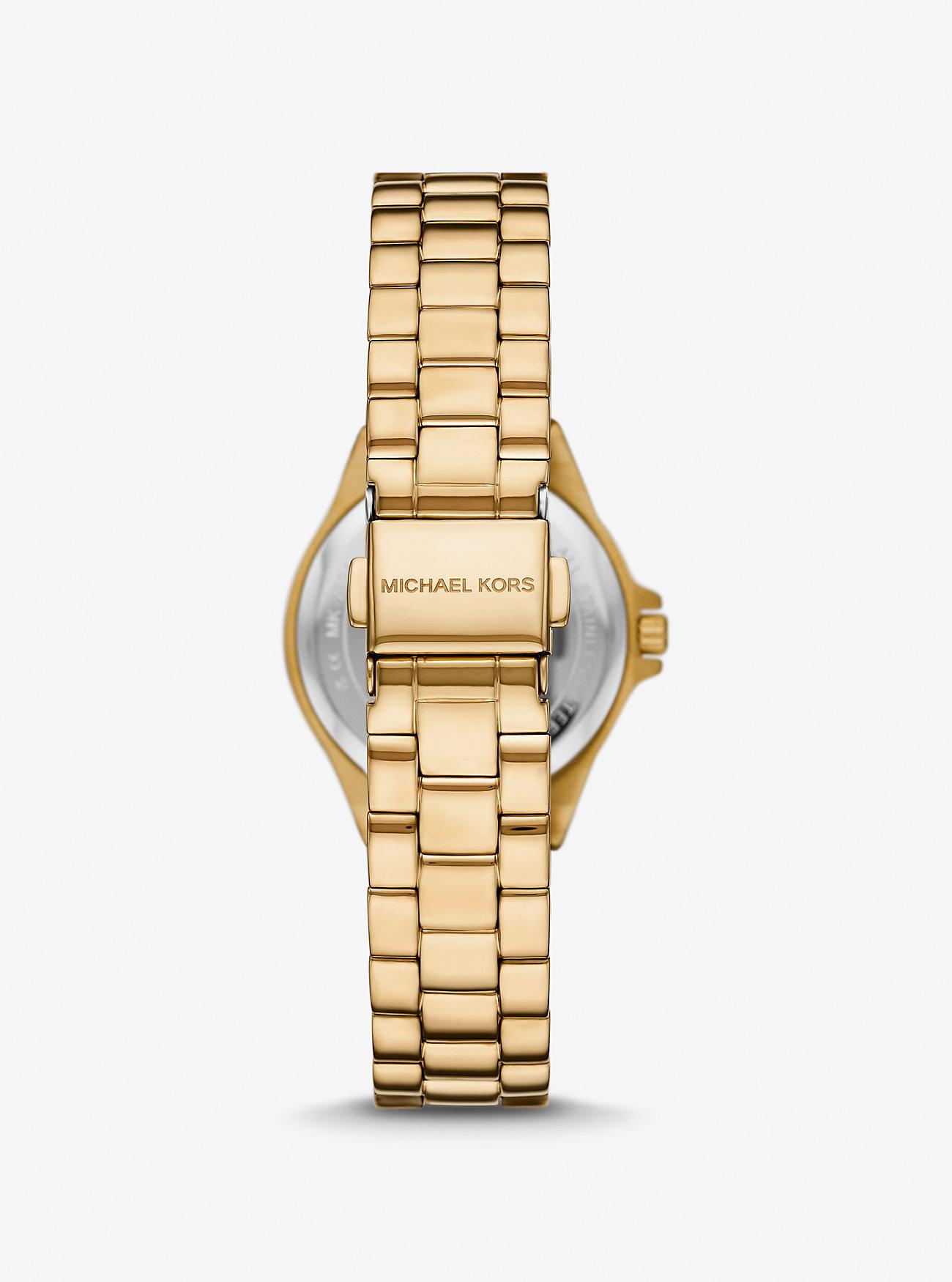 Đồng Hồ Michael Kors Mini Lennox Pavé Gold-Tone Watch Nữ Vàng