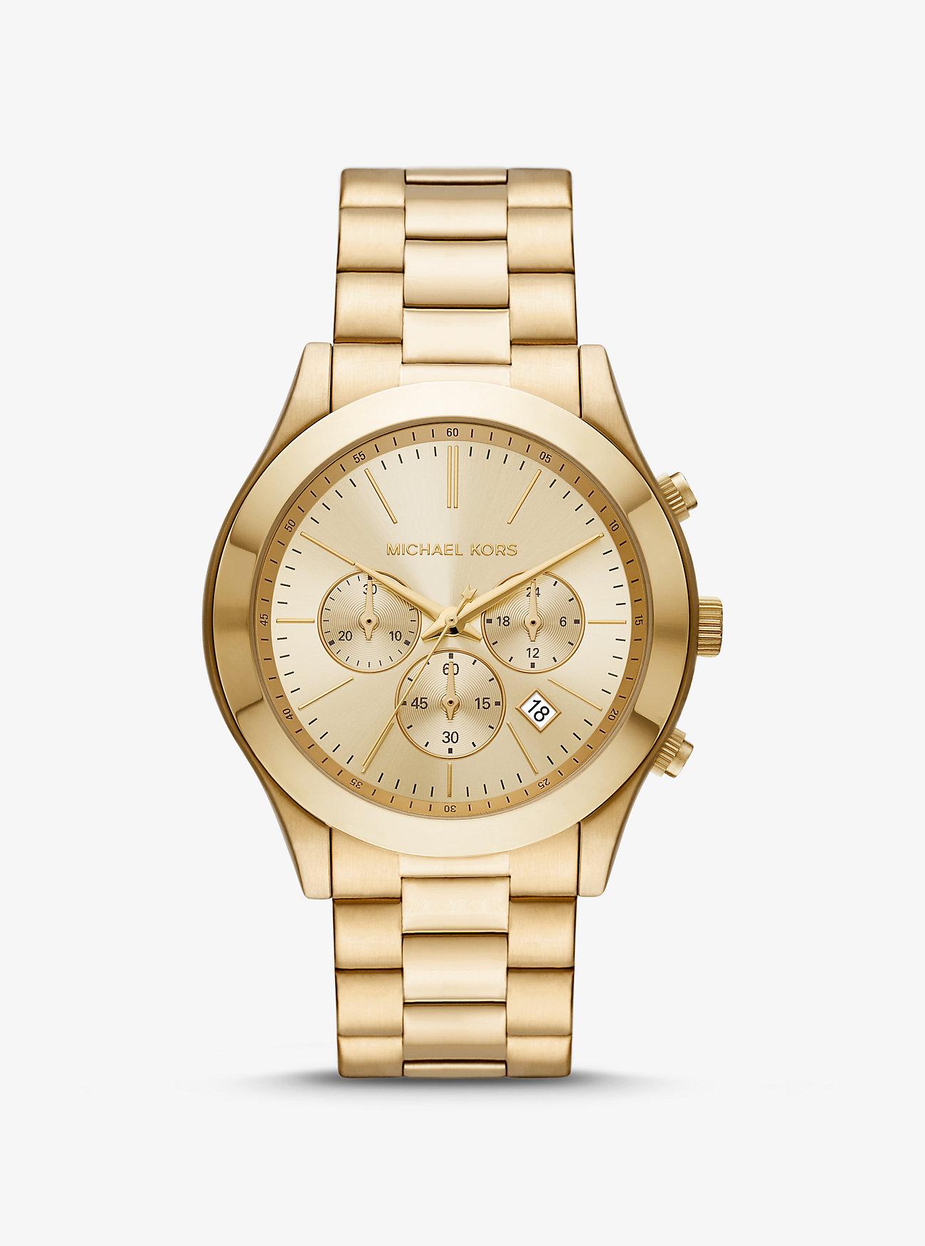 Đồng Hồ Michael Kors Oversized Slim Runway Gold-Tone Watch Nữ Vàng
