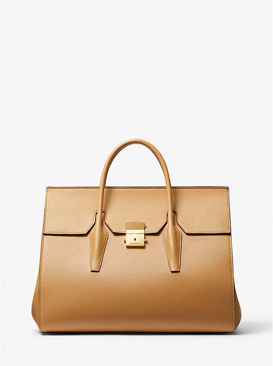 Túi Michael Kors Campbell Leather Weekender Bag Nữ Be