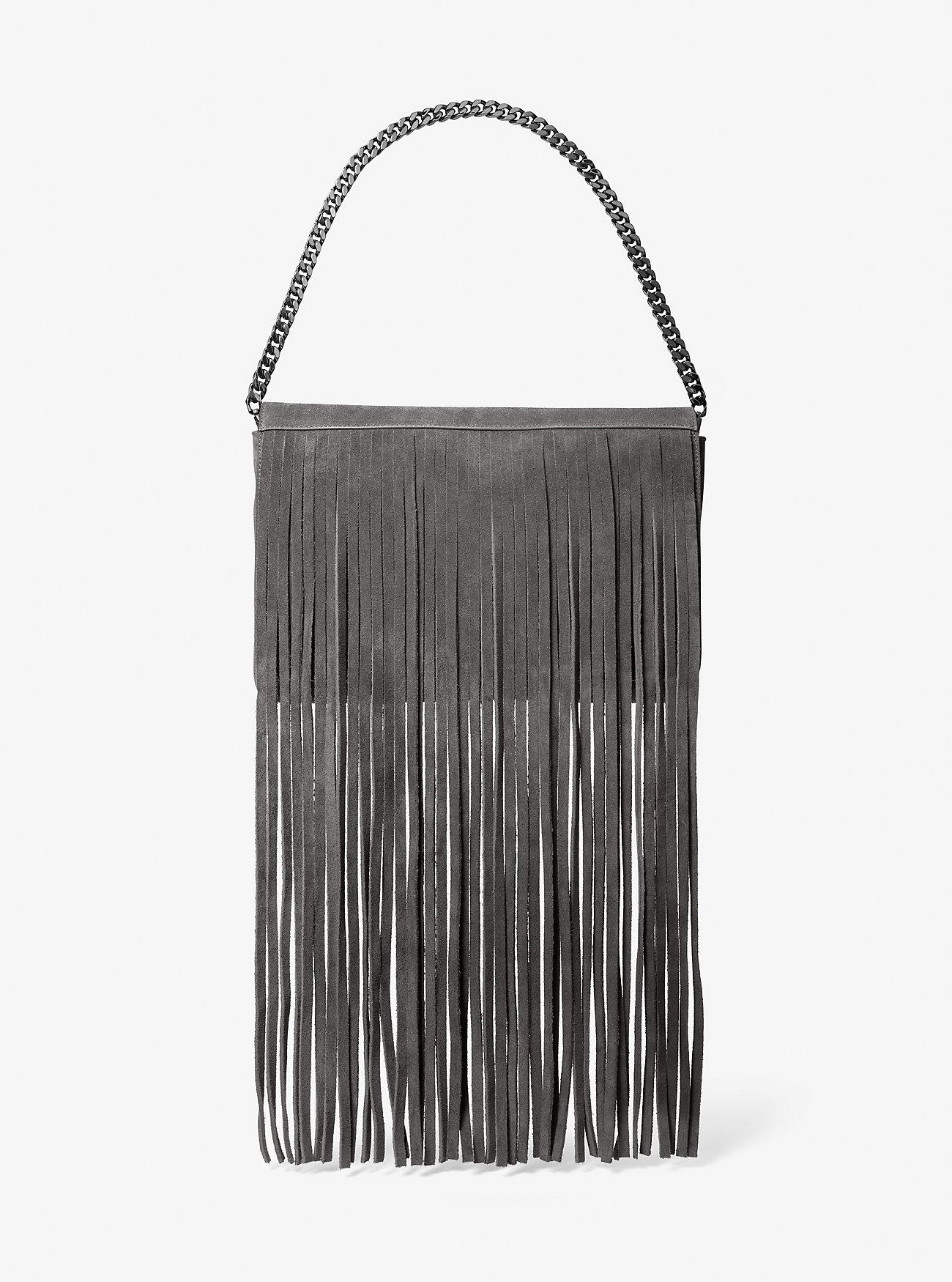 Túi Michael Kors Ali Fringed Suede Clutch Nữ Xám