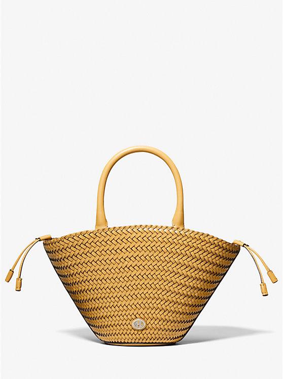 Túi Michael Kors Audrey Woven Leather Market Bag Nữ Vàng