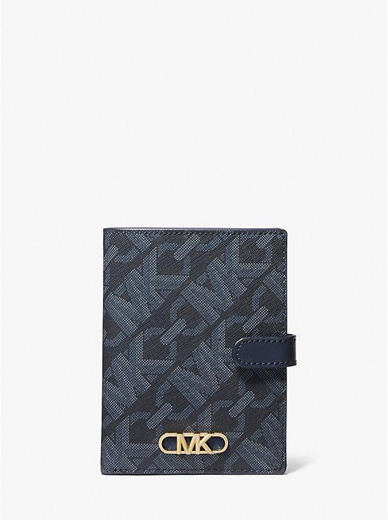 Túi Michael Kors Empire Medium Signature Logo Passport Wallet Nữ Xanh Navy