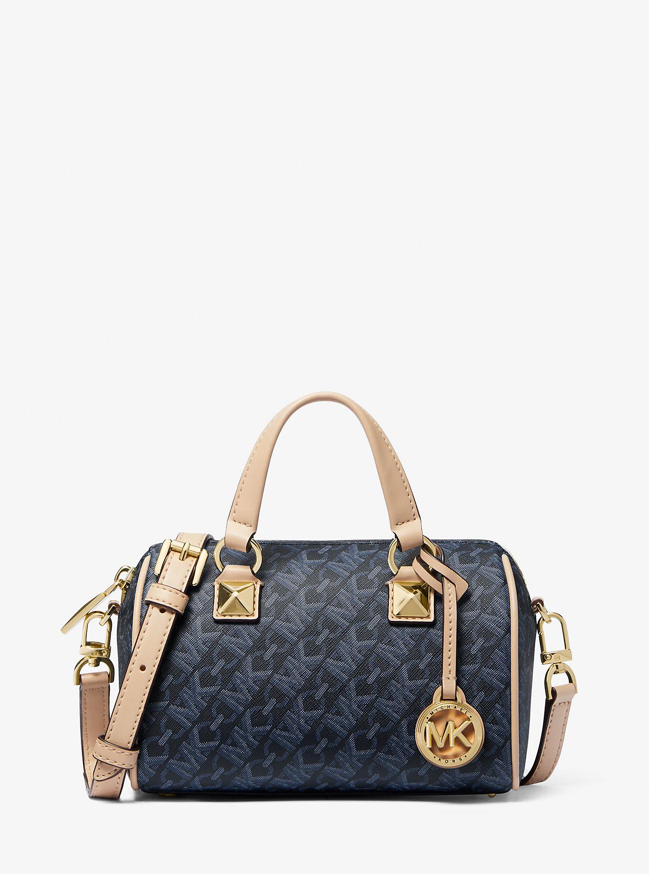 Túi Michael Kors Grayson Small Empire Signature Logo Duffel Crossbody Bag Nữ Xanh Navy