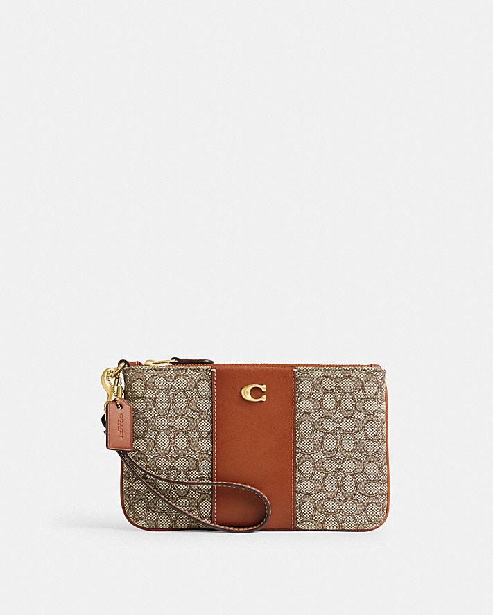 Túi Coach Small Wristlet In Micro Signature Jacquard Nữ Nâu