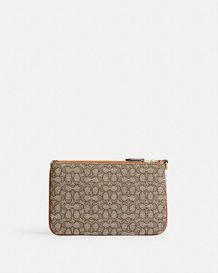 Túi Coach Small Wristlet In Micro Signature Jacquard Nữ Nâu