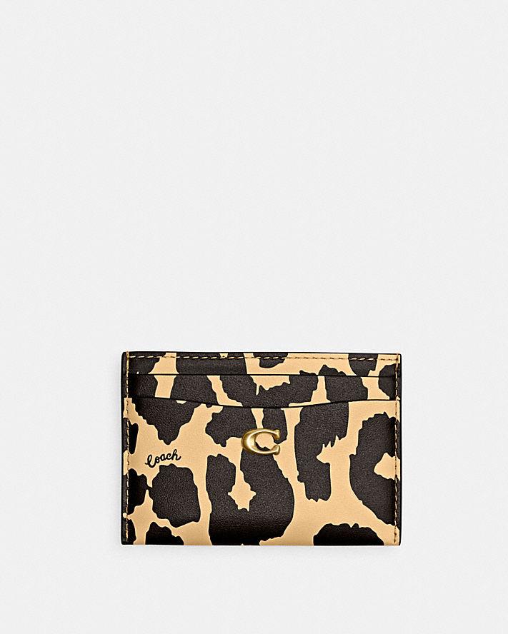 Túi Coach Card Case With Leopard Print Nữ Vàng