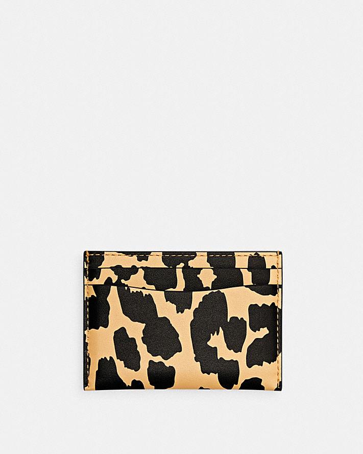 Túi Coach Card Case With Leopard Print Nữ Vàng