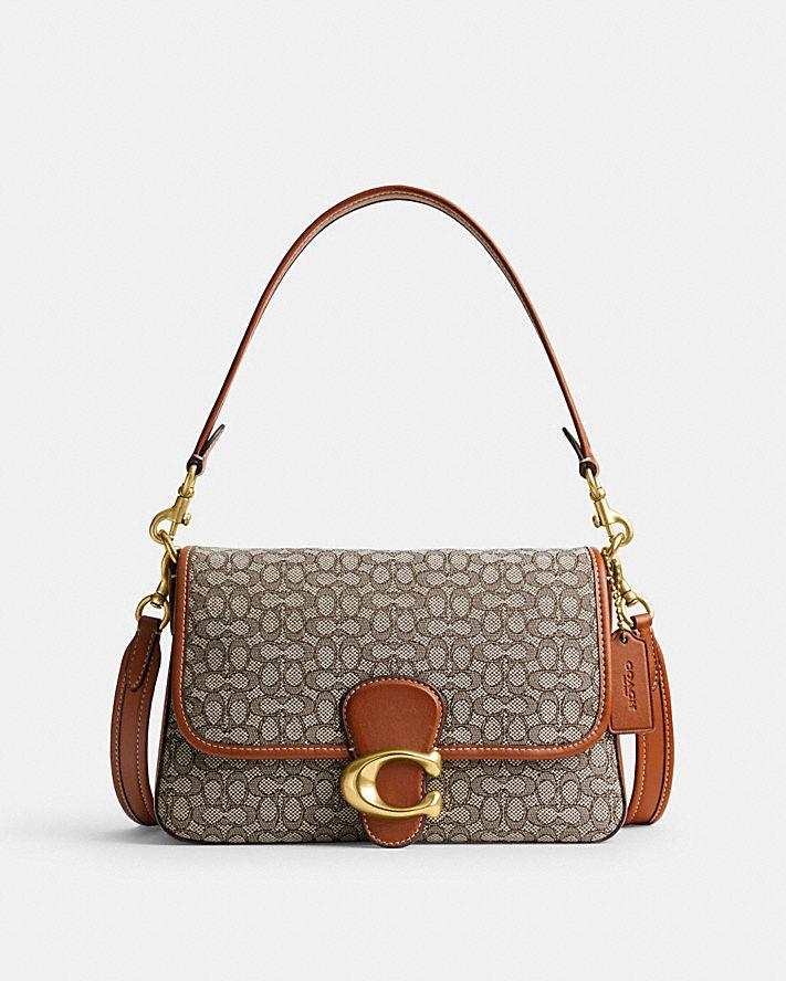 Túi Coach Soft Tabby Shoulder Bag In Micro Signature Jacquard Nữ Nâu