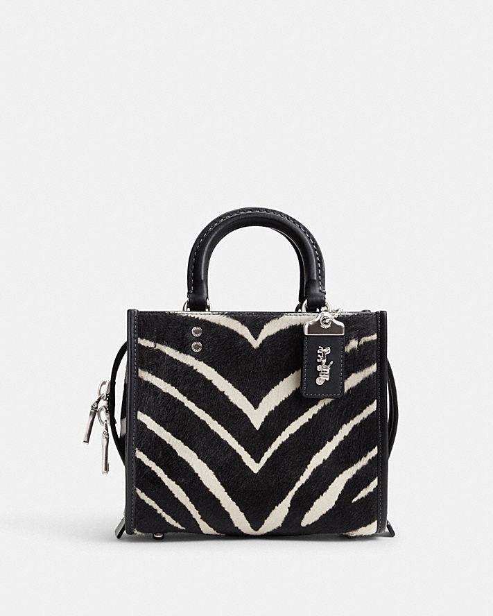 Túi Coach Rogue 20 In Haircalf With Zebra Print Nữ Đen