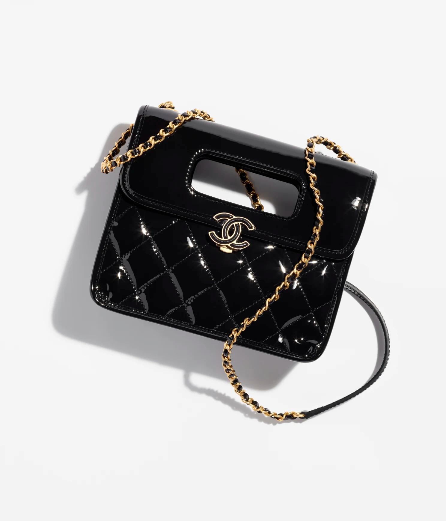 Túi Chanel Mini Flap Bag With Top Handle Patent Calfskin Nữ Đen