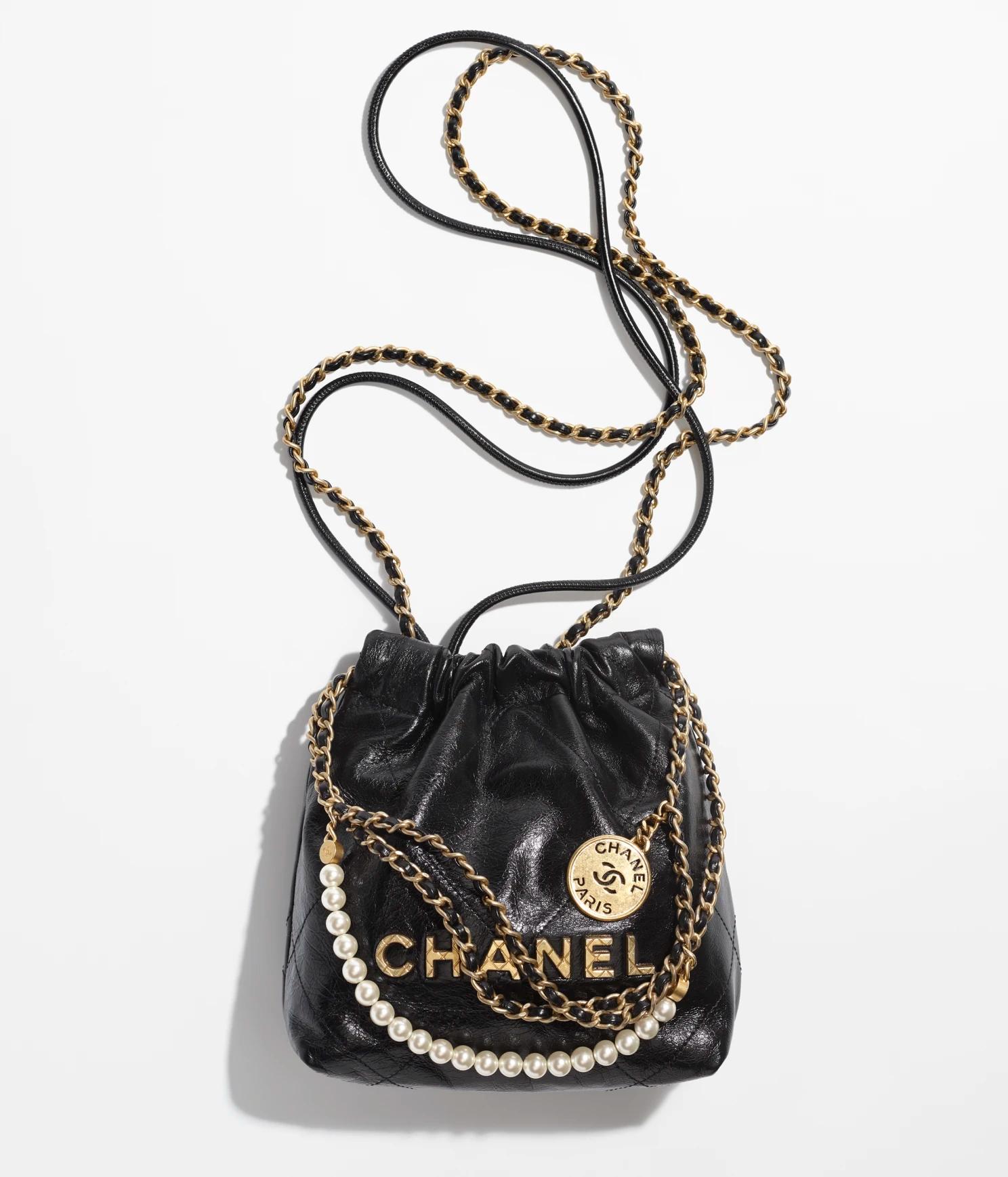 Túi Chanel CHANEL 22 Mini Handbag Shiny Crumpled Calfskin Nữ Đen