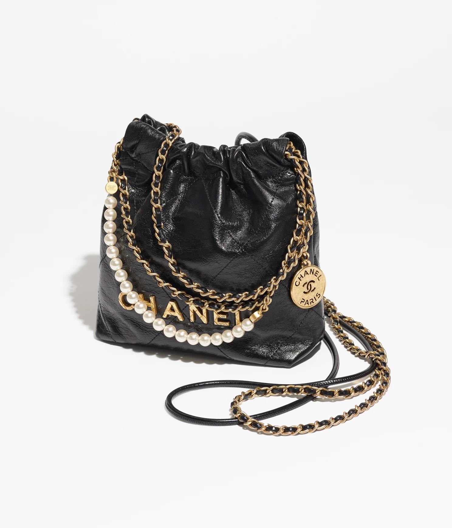 Túi Chanel CHANEL 22 Mini Handbag Shiny Crumpled Calfskin Nữ Đen