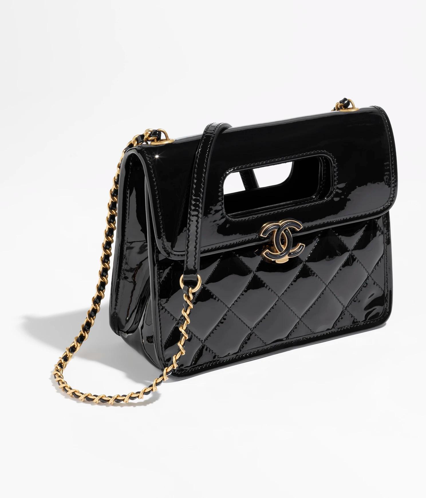 Túi Chanel Mini Flap Bag With Top Handle Patent Calfskin Nữ Đen