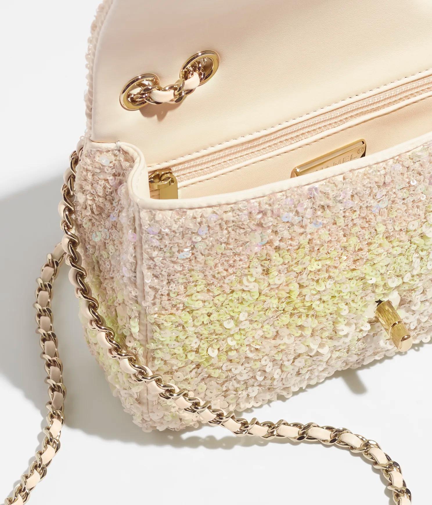 Túi Chanel Mini Flap Bag Shaded Sequins & Gold-Tone Nữ Xanh Trắng