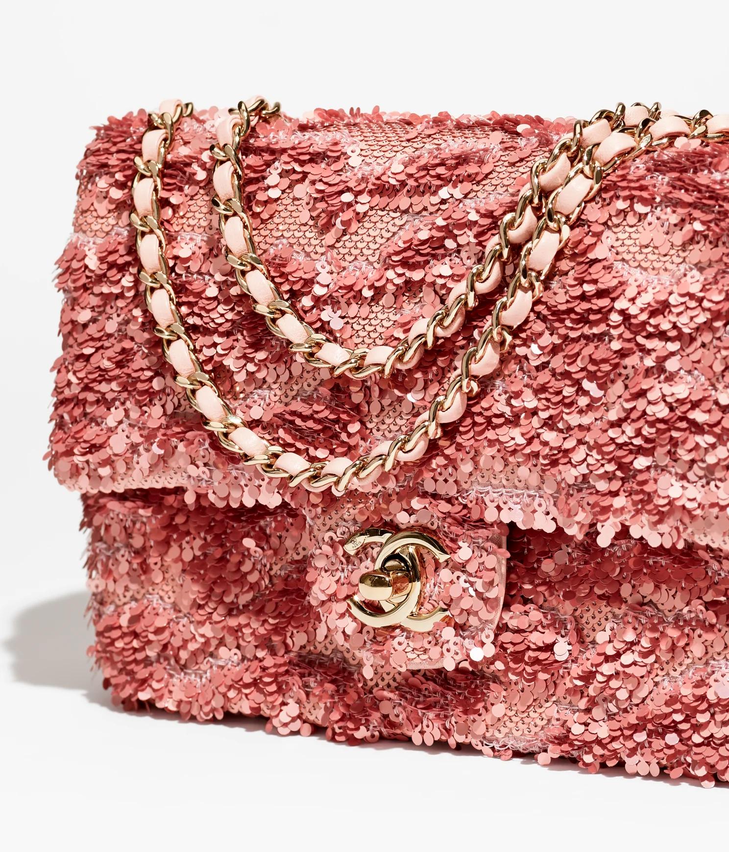 Túi Chanel Mini Flap Bag Sequins & Gold-Tone Metal Nữ Hồng