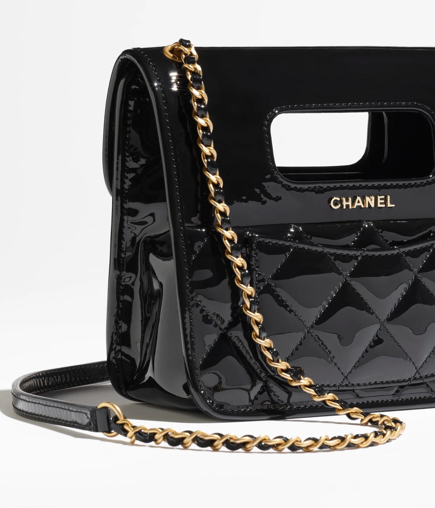 Túi Chanel Mini Flap Bag With Top Handle Patent Calfskin Nữ Đen