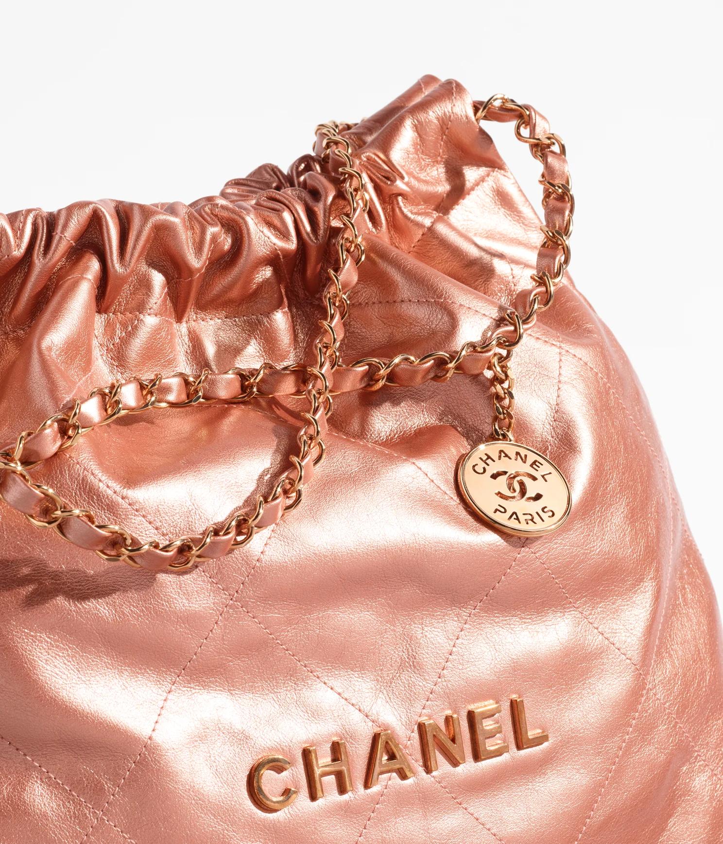 Túi Chanel CHANEL 22 Handbag Metallic Calfskin Nữ Vàng Hồng 