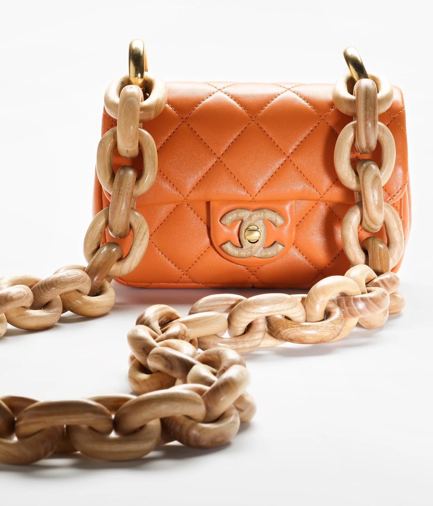 Túi Chanel Mini Flap Bag Lambskin & Ash-Wood Orange Nữ Cam