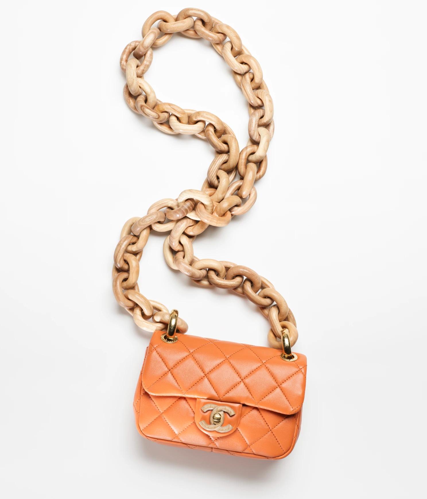 Túi Chanel Mini Flap Bag Lambskin & Ash-Wood Orange Nữ Cam