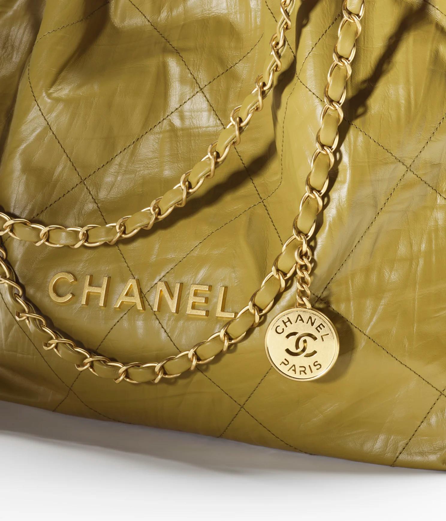 Túi Chanel CHANEL 22 Handbag Crumpled Calfskin Nữ Vàng