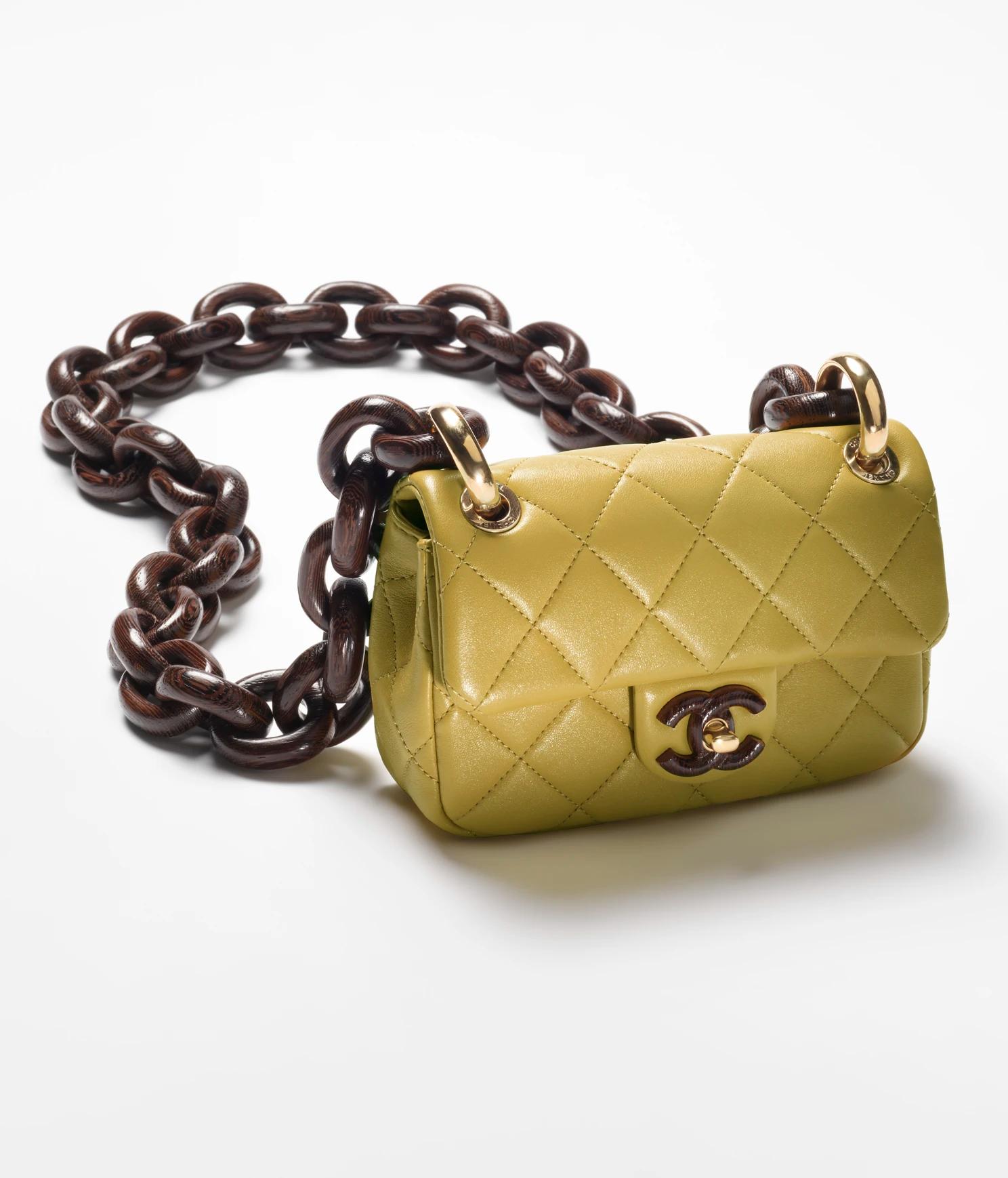 Túi Chanel Mini Flap Bag Lambskin & Wenge Wood Green Nữ Xanh 