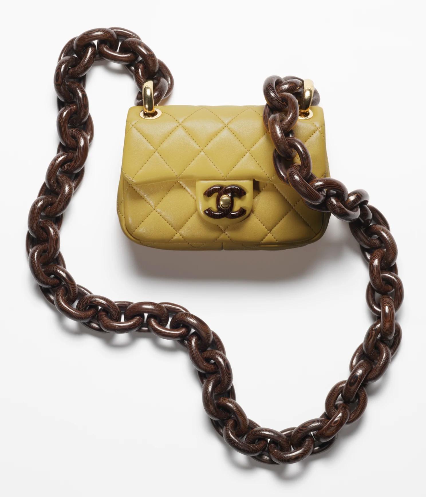 Túi Chanel Mini Flap Bag Lambskin & Wenge Wood Green Nữ Xanh 