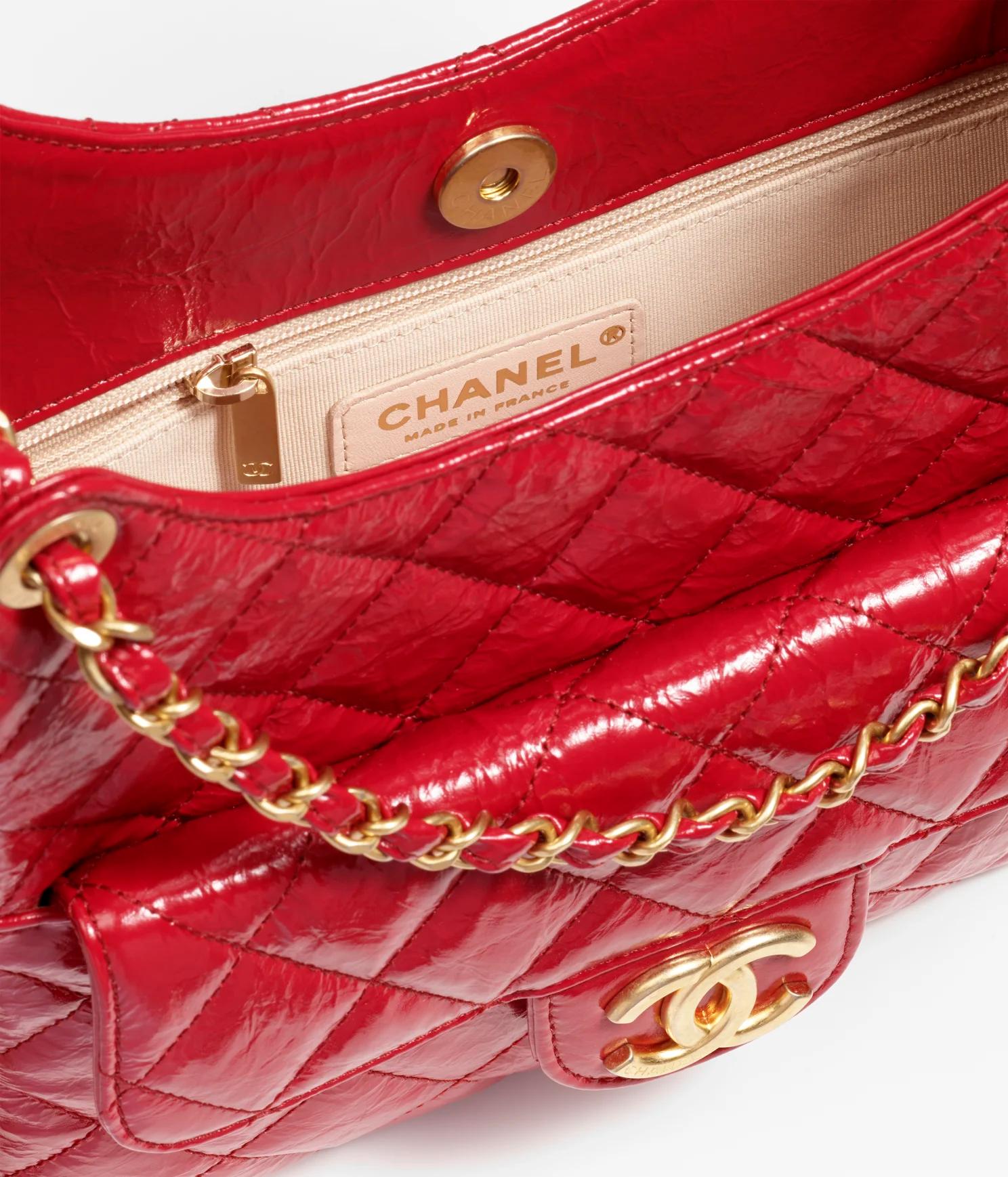 Túi Chanel Large Hobo Handbag Shiny Crumpled Calfskin Nữ Đỏ