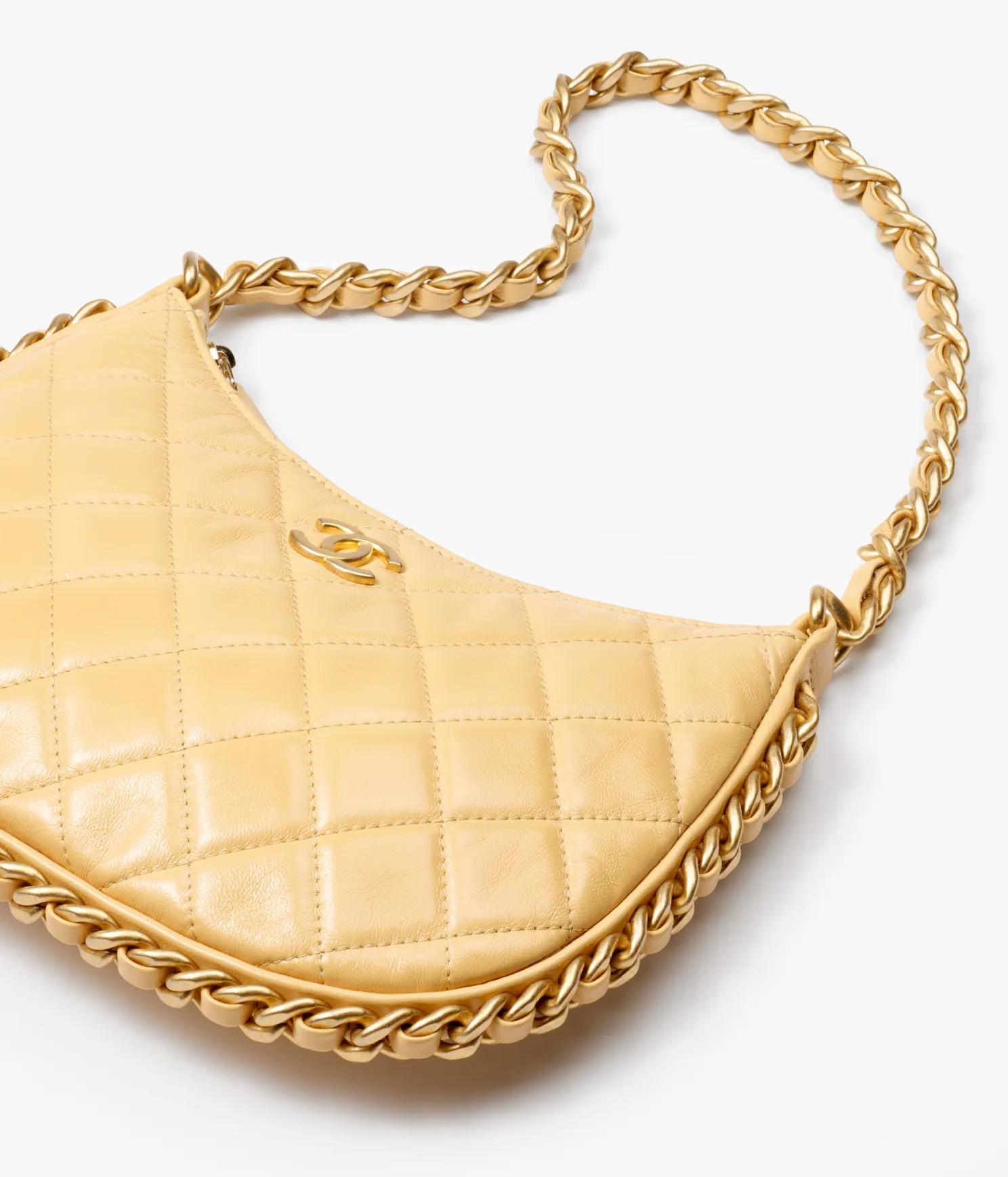 Túi Chanel Hobo Handbag Shiny Crumpled Lambskin Nữ Vàng