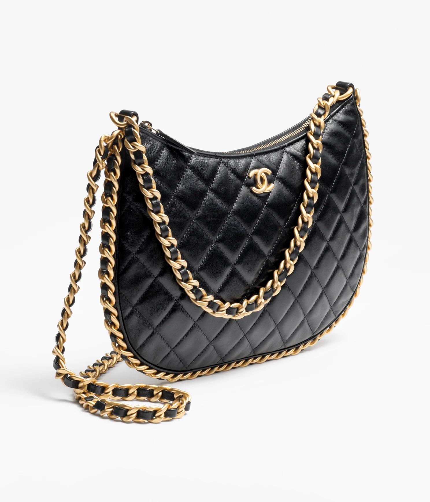 Túi Chanel Large Hobo Bag Shiny Crumpled Lambskin Nữ Đen