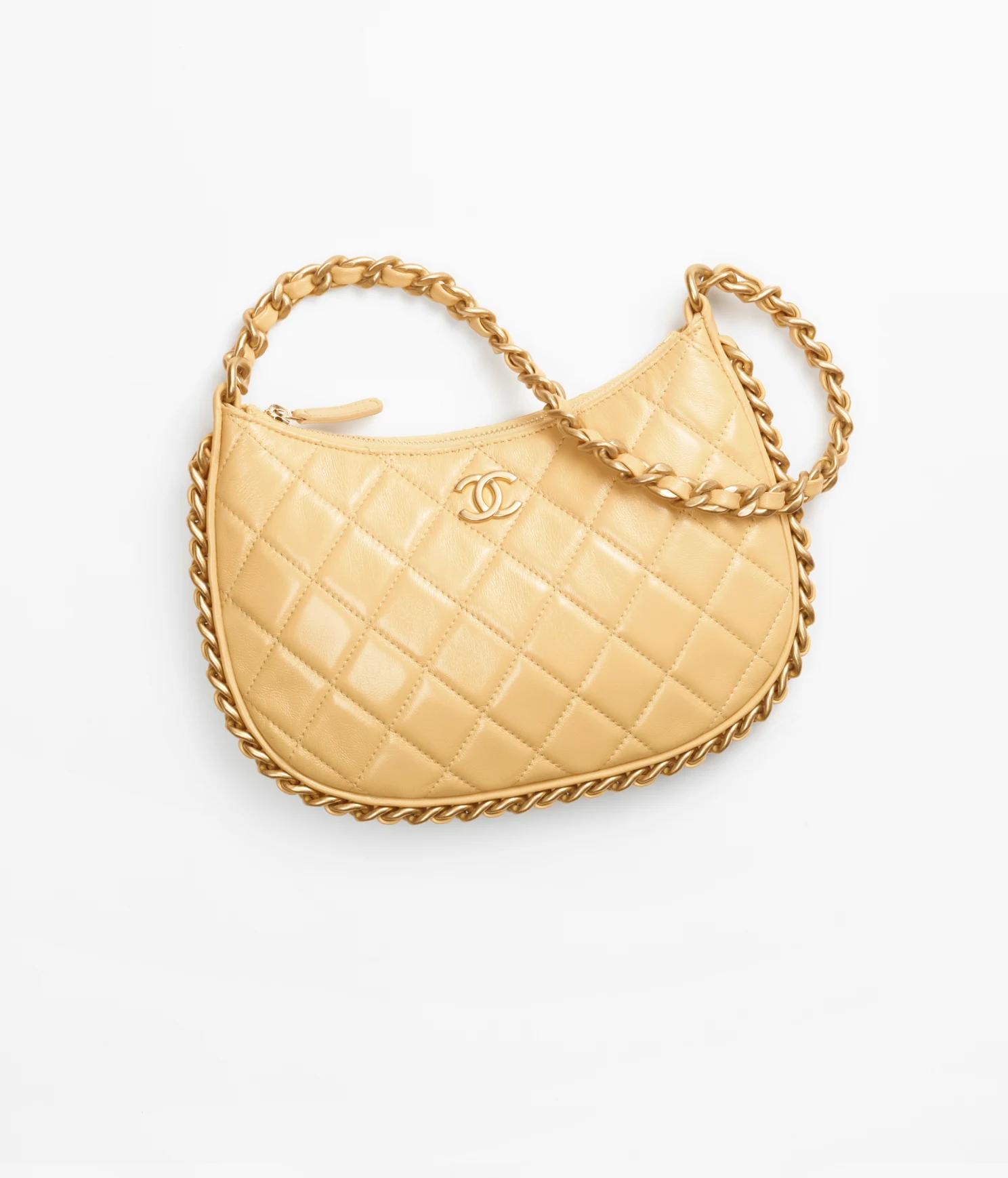 Túi Chanel Hobo Handbag Shiny Crumpled Lambskin Nữ Vàng