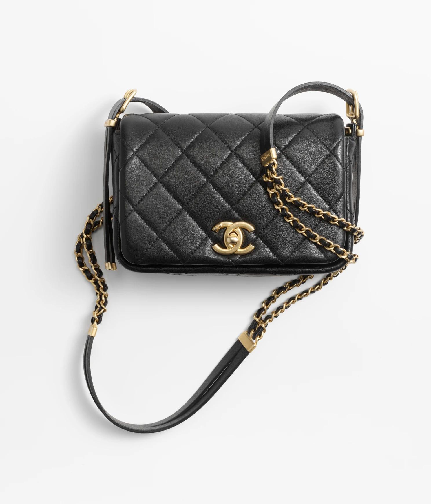 Túi Chanel Mini Flap Bag Nữ Đen Phối Dây