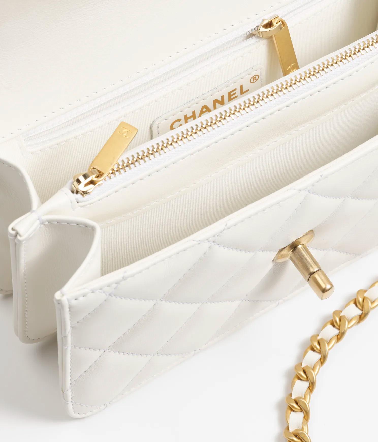 Túi Chanel Mini Flap Bag Calfskin & Gold-Tone Metal Nữ Trắng