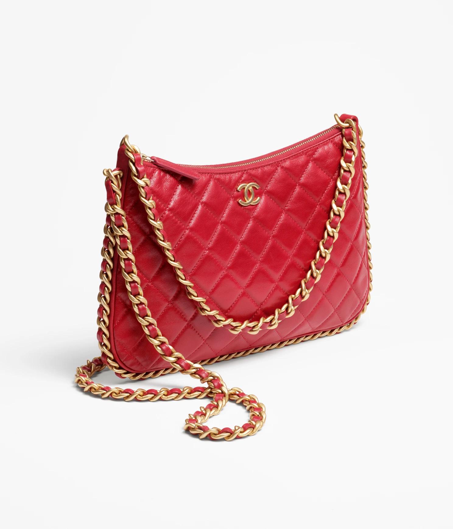 Túi Chanel Large Hobo Bag Shiny Crumpled Lambskin Nữ Đỏ