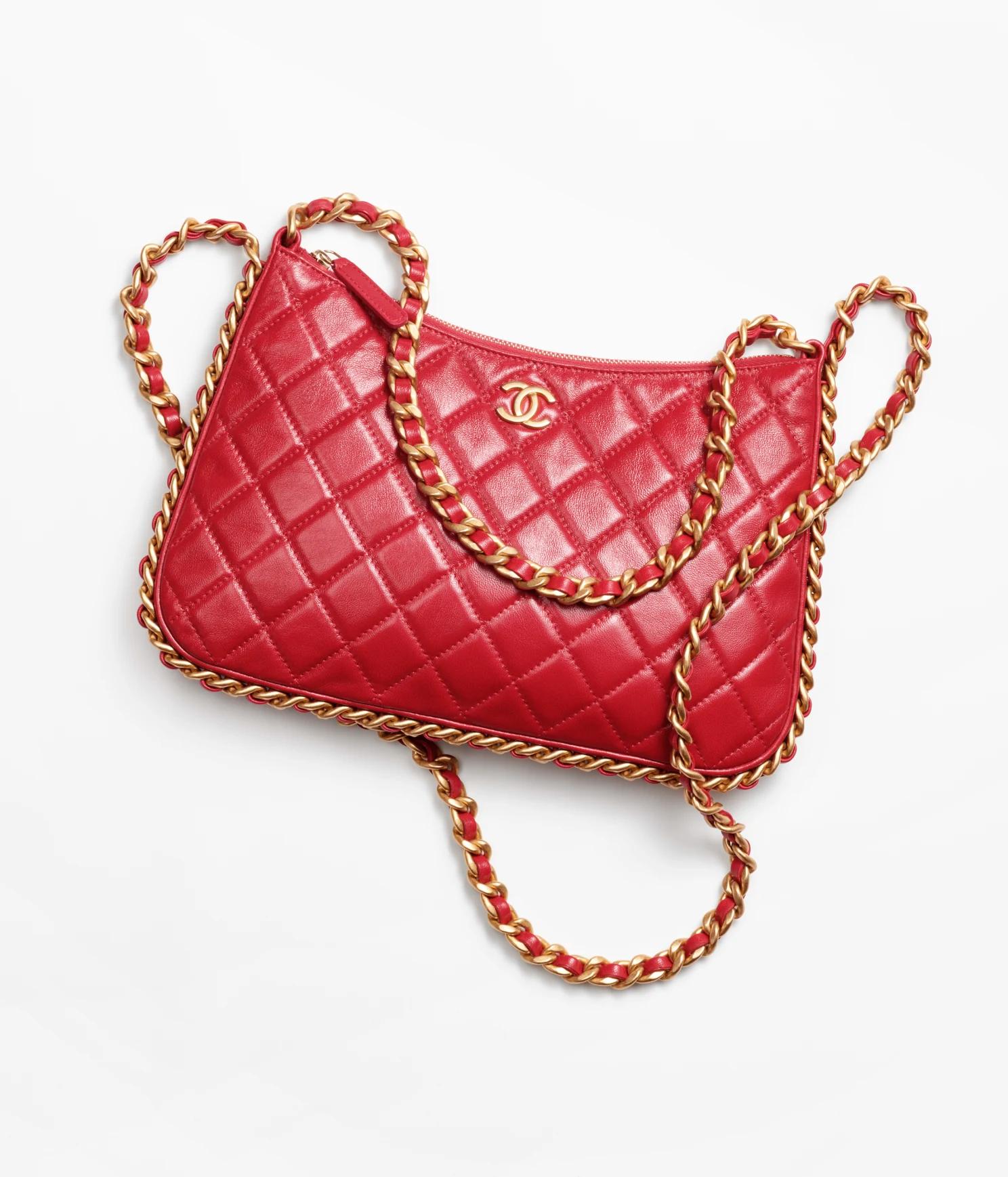 Túi Chanel Large Hobo Bag Shiny Crumpled Lambskin Nữ Đỏ