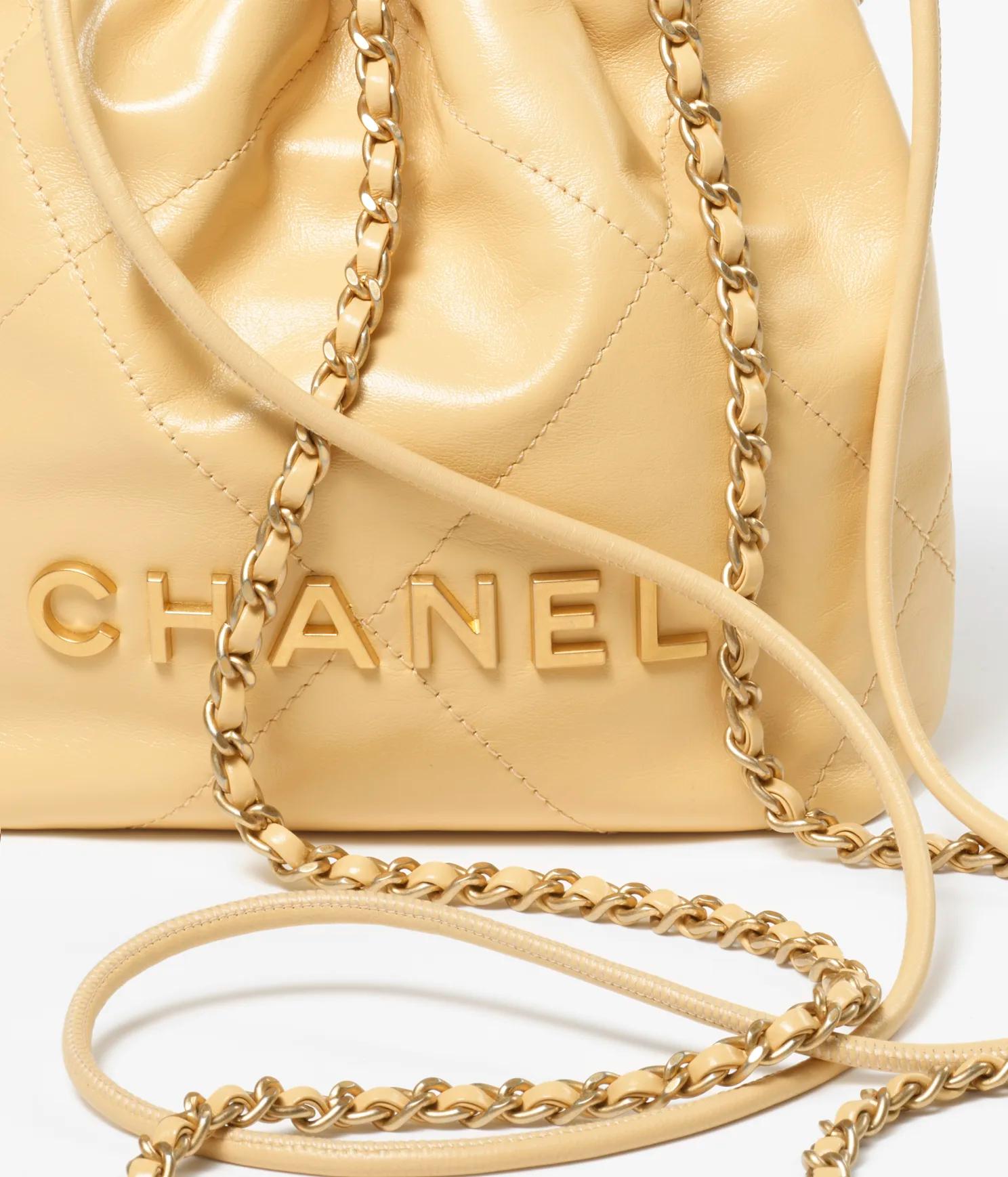 Túi Chanel CHANEL 22 Mini Handbag Shiny Calfskin Nữ Vàng