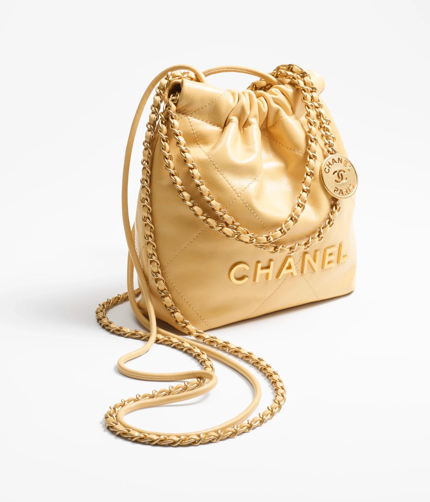 Túi Chanel CHANEL 22 Mini Handbag Shiny Calfskin Nữ Vàng