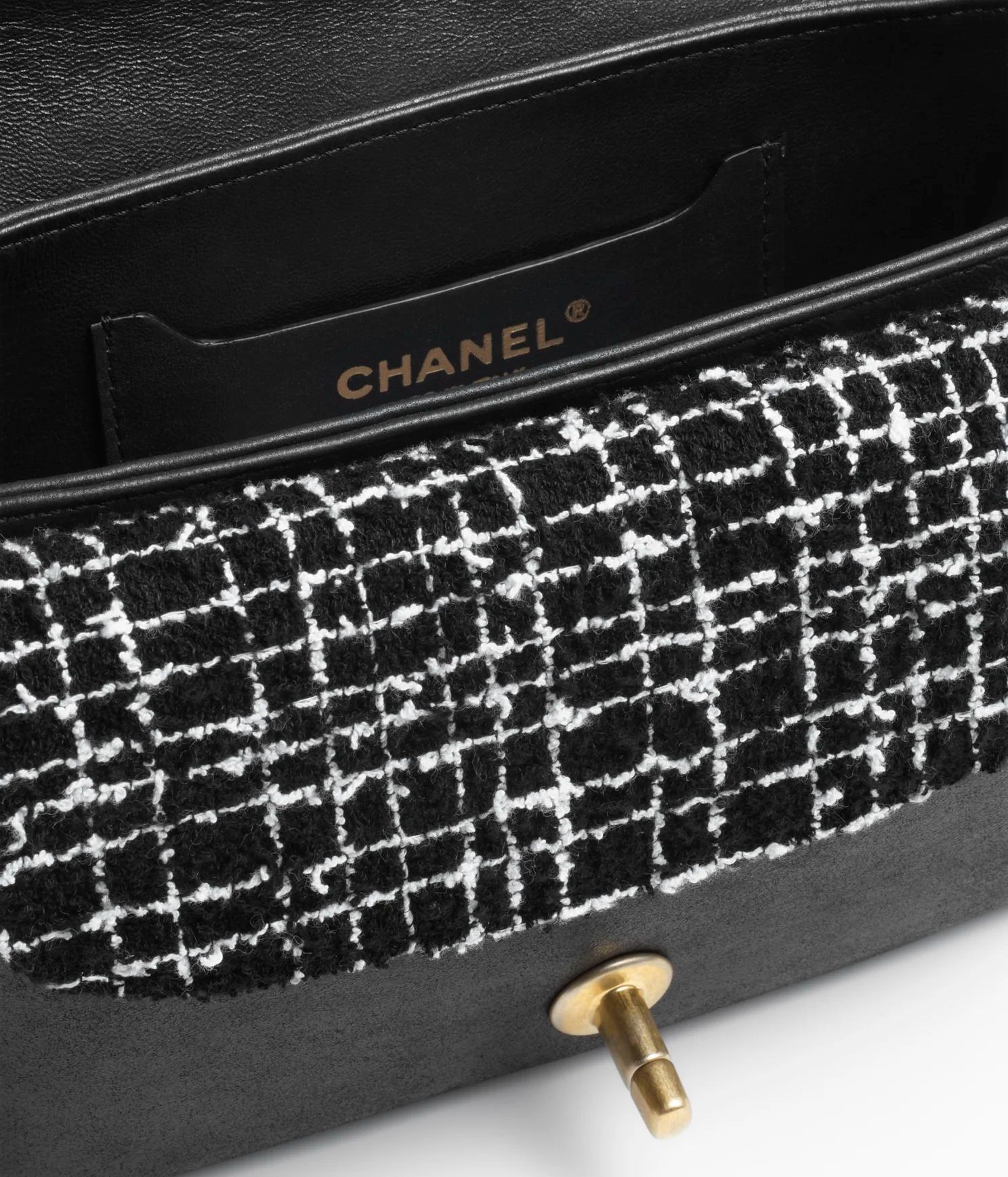 Túi Chanel Small Flap Bag with Top Handle Nữ Đen Trắng